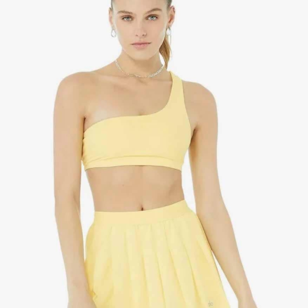 Yellow One-Shoulder Crop Top and Skirt Set